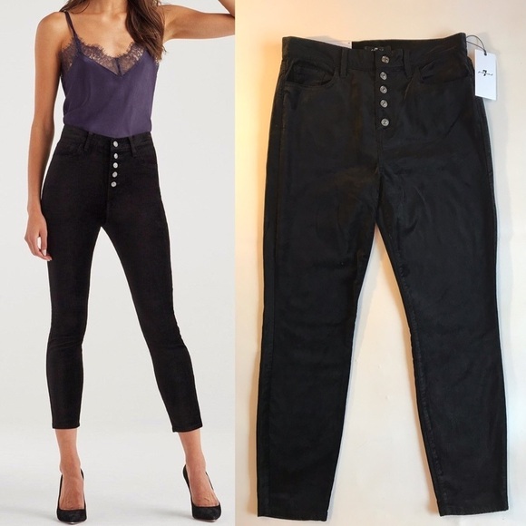 7FAMK Black Velvet Crop Skinny 30